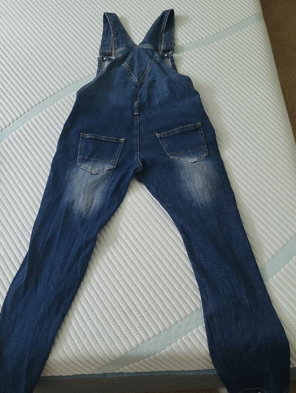 Machine Distressed Denim Overalls - Blue - Picture 2 of 5